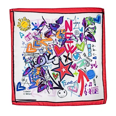 Pashmisy Women's Red Amaranth Mixed Emotions Silk Scarf