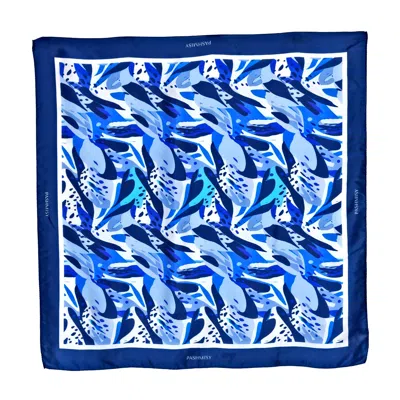 Pashmisy Women's Royal Blue Haze Silk Scarf