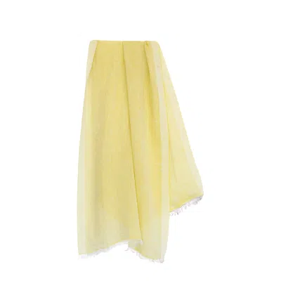 Pashmisy Women's Yellow / Orange Cider Linen Summer Shawl In Yellow/orange