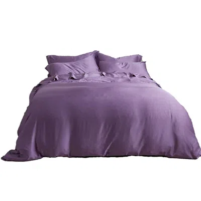 Pasithea Sleep Australian Queen / Uk King / Bamboo Lyocell Sheet Set - Aubergine In Purple