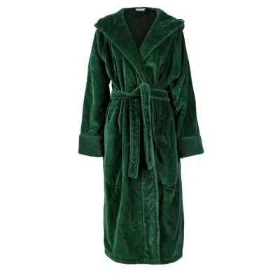 Pasithea Sleep Green Womens Organic Cotton Hooded Robe In Emerald