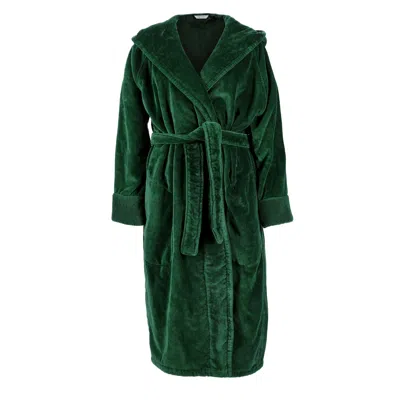 Pasithea Sleep Men's Green Organic Cotton Hooded Robe In Emerald