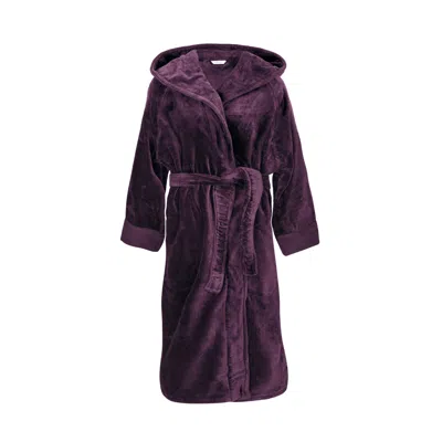 Pasithea Sleep Men's Pink / Purple Organic Cotton Hooded Robe In Aubergine In Pink/purple
