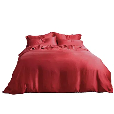 Pasithea Sleep Red Australian Queen / Uk King / Bamboo Lyocell Duvet Set - Chilli