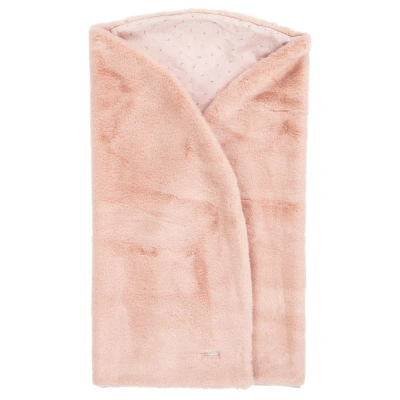 Pasito A Pasito Girls Faux Fur Baby Blanket (97cm) In Pink
