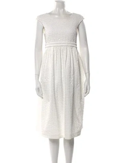 Pre-owned Paskal Bateau Neckline Midi Length Dress In Neutral
