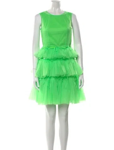 Pre-owned Paskal Bateau Neckline Mini Dress In Green