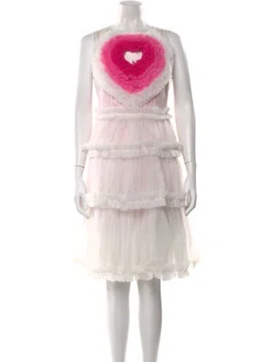 Pre-owned Paskal Bateau Neckline Mini Dress In White