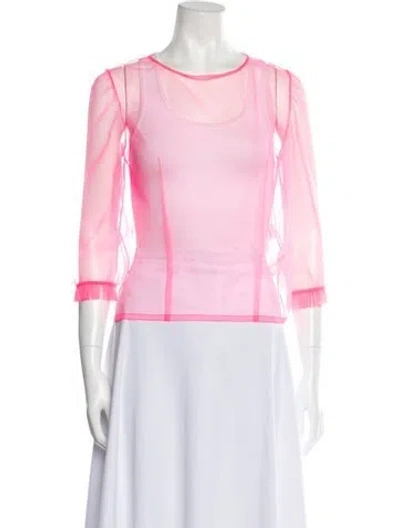 Pre-owned Paskal Bateau Neckline Three-quarter Sleeve Blouse W/ Tags In Orange