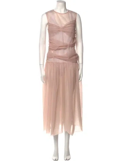 Pre-owned Paskal Crew Neck Long Dress In Pink