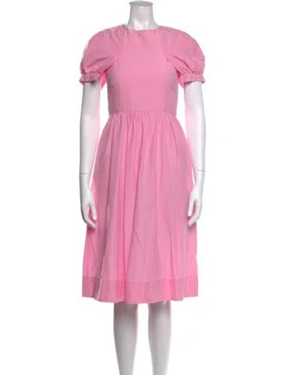 Pre-owned Paskal Crew Neck Midi Length Dress In Pink