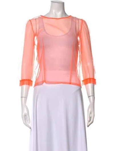 Pre-owned Paskal Crew Neck Three-quarter Sleeve Top In Orange
