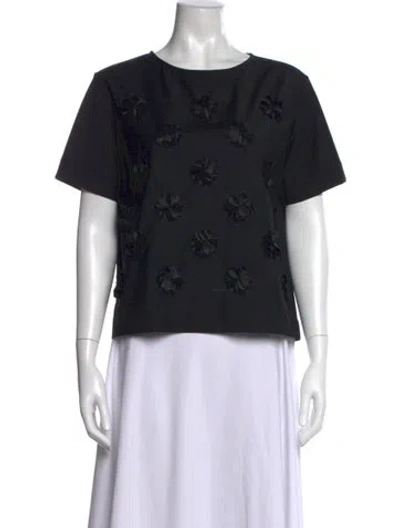 Pre-owned Paskal Floral Print Crew Neck Top In Black