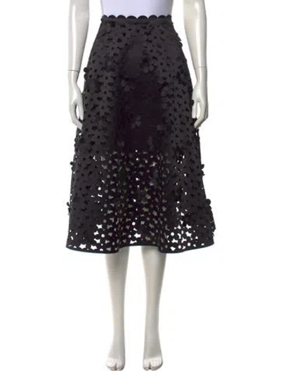 Pre-owned Paskal Floral Print Midi Length Skirt In Black