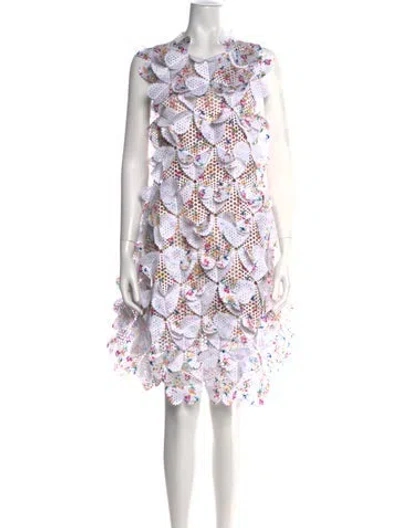 Pre-owned Paskal Floral Print Mini Dress In White