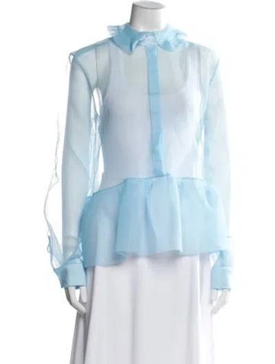 Pre-owned Paskal Long Sleeve Blouse In Blue