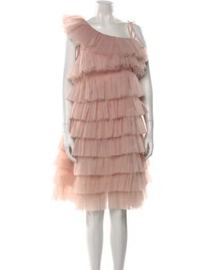 Pre-owned Paskal One-shoulder Knee-length Dress W/ Tags In Pink