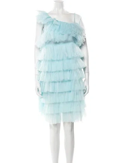 Pre-owned Paskal One-shoulder Mini Dress In Blue