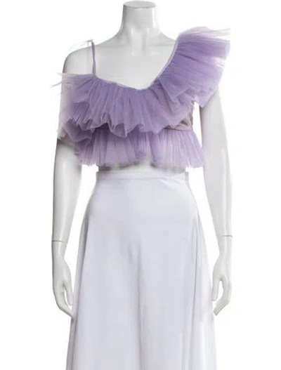 Pre-owned Paskal One-shoulder Sleeveless Crop Top In Purple