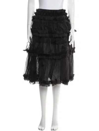 Pre-owned Paskal Ruffle Embellishment Midi Length Skirt W/ Tags In Black