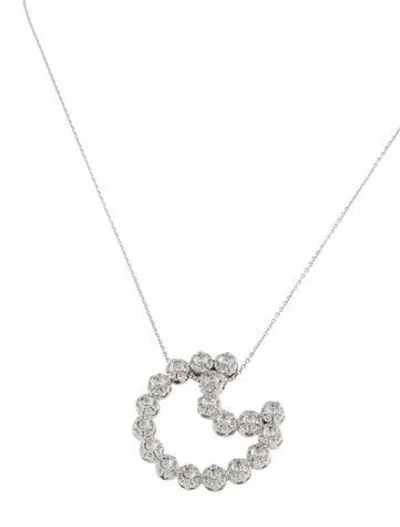 Pre-owned Pasquale Bruni 18k Diamond Crescent Moon Pendant Necklace, 15.75" In Multi