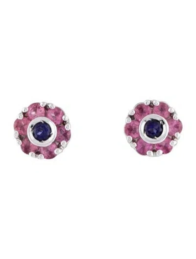 Pre-owned Pasquale Bruni 18k Iolite & Tourmaline Stud Earrings In Multi