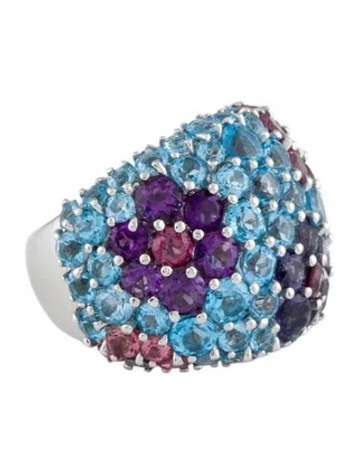Pre-owned Pasquale Bruni 18k Multistone Flower Bombe Cocktail Ring