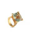 Pasquale Bruni 18k Yellow Gold Diamond And Green Beryll Eiffel Tower Ring Pb19-050225 In Gold