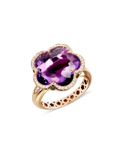 Pasquale Bruni 18k Rose Gold Bon Ton Amethyst & Diamond Flower Ring
