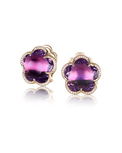 Pasquale Bruni 18k Rose Gold Bon Ton Amethyst & Diamond Flower Stud Earrings In Purple