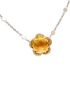 Pasquale Bruni 18k Rose Gold Bon Ton Citrine & Diamond Flower Pendant Necklace, 17.2 In Orange/rose Gold