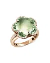Pasquale Bruni 18k Rose Gold Bon Ton Diamond & Prasiolite Dolce Vita Statement Ring In Green/rose Gold