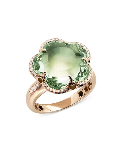Pasquale Bruni 18k Rose Gold Bon Ton Diamond & Prasiolite Dolce Vita Statement Ring In Green/rose Gold