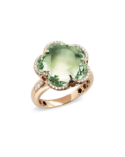 Pasquale Bruni 18k Rose Gold Bon Ton Prasiolite & Diamond Flower Ring In Green