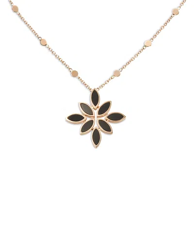 Pasquale Bruni 18k Rose Gold Ghirlanda Onyx Marquis Cluster Pendant Necklace, 16.5