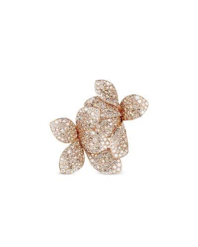 Pasquale Bruni 18k Rose Gold Giardini Segreti White & Champagne Diamond Pave Floral Ring