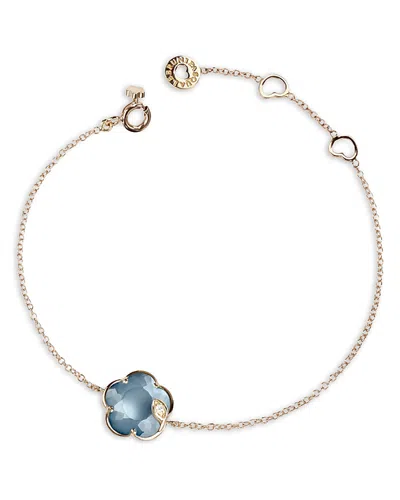 Pasquale Bruni 18k Rose Gold Petit Joli Lunar Night Blue Gem & Diamond Flower Chain Bracelet