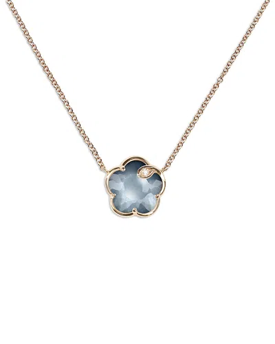 Pasquale Bruni 18k Rose Gold Petit Joli Lunar Night Blue Gem & Diamond Flower Pendant Necklace, 15.75