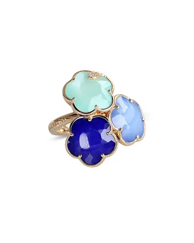 Pasquale Bruni 18k Rose Gold Petit Joli Multi Stone & Diamond Flower Statement Ring In Blue/rose Gold