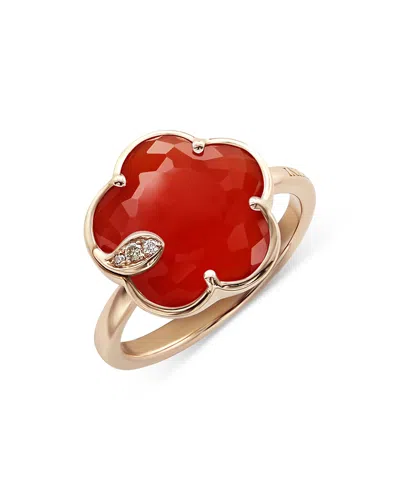 Pasquale Bruni 18k Rose Gold Petit Joli Ring With Carnelian & Diamonds In Red