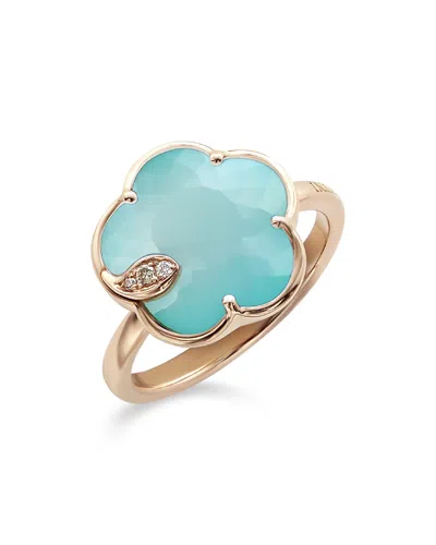 Pasquale Bruni Women's Petit Joli 18k Rose Gold, 0.04 Tcw Diamonds, Turquoise & White Moonstone Doublet Ring