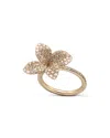 Pasquale Bruni 18k Rose Gold Secret Garden Four Petal Flower Pave Diamond Ring In White/rose