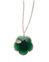 Pasquale Bruni 18k Rose Gold Ton Joli Green Agate & White And Champagne Diamond Flower Pendant Necklace, 35.4 In Green