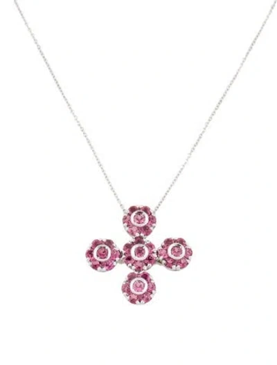 Pre-owned Pasquale Bruni 18k Tourmaline & Sapphire Accent Cross Pendant Necklace, 16" In Multi