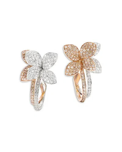 Pasquale Bruni 18k White & Rose Gold Petit Garden White & Champagne Flower Hoop Earrings In Multi