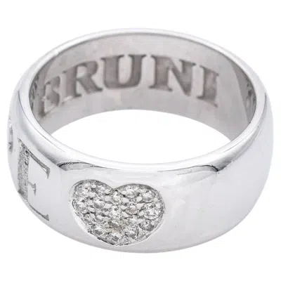 Pre-owned Pasquale Bruni 18k White Gold Diamond Amore Heart Band Ring