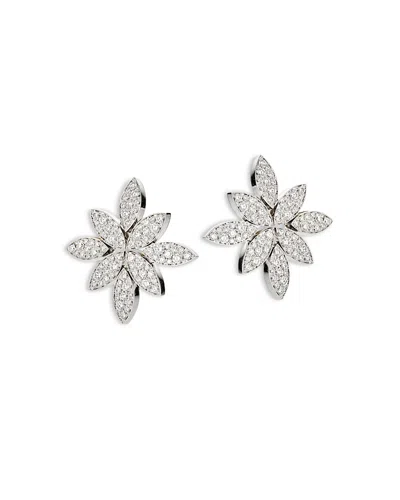 Pasquale Bruni 18k White Gold Ghirlanda Diamond Pave Cluster Flower Statement Earrings