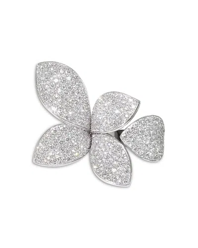 Pasquale Bruni 18k White Gold Giardini Segreti Diamond Pave Flower Statement Ring In Silver