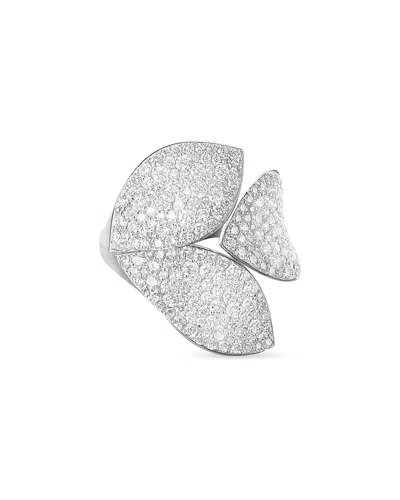 Pasquale Bruni 18k White Gold Giardnin Segreti Diamond Pave Petal Ring In Silver