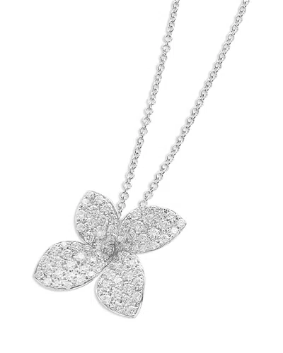 Pasquale Bruni 18k White Gold Petit Garden Diamond Pave Flower Pendant Necklace, 16.9 In Silver